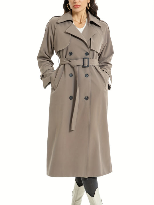 Coativa - Dames Lange Dubbelrijige Trenchcoat