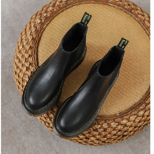 Deliqua - Dames Chelsea Boots van Leer met Treklus en Gripzool