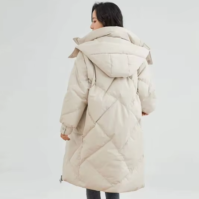 Moda Puffer Jas Dames - Lang, Met Capuchon, Gewatteerde Winterjas