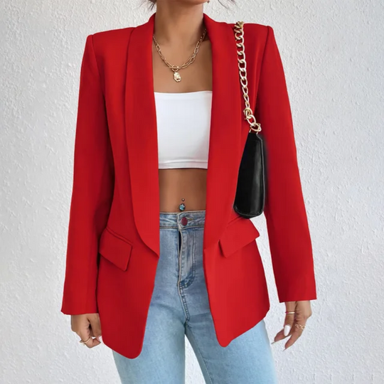 Feliora - Dames Open-Front Blazer, Lange Mouw, Getailleerde Pasvorm, Casual Chic