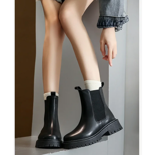 Solatia - Dames Chelsea Boots van Leer met Elastische Zijkanten