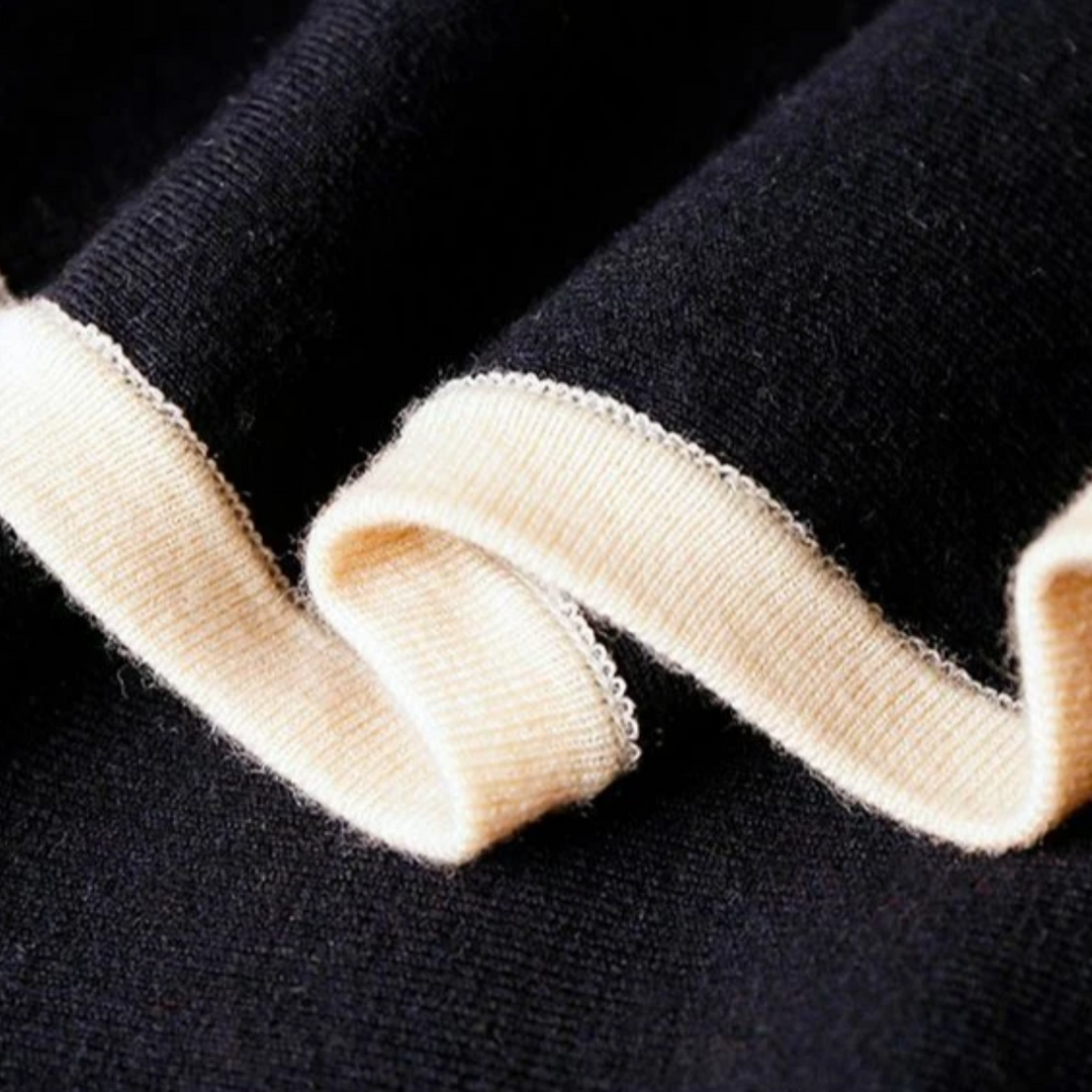 Fijndraa - Elegante Gebreide Jurk in Wikkelstijl met Knoopdetails, Lange Mouwen, Gebreide Dames Jurks
