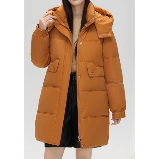 Zantora - Gewatteerde Jas Dames, Lang Puffer Model met Capuchon, Rits en Zakken