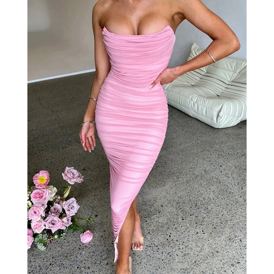 MODA - Strapless maxi jurk