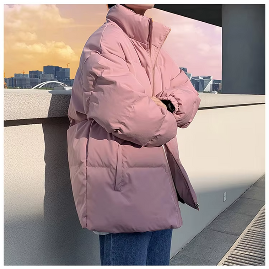 Moda Puffer Jas Dames - Oversized Gewatteerde Winterjas met Hoge Kraag