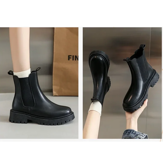 Solatia - Dames Chelsea Boots van Leer met Elastische Zijkanten