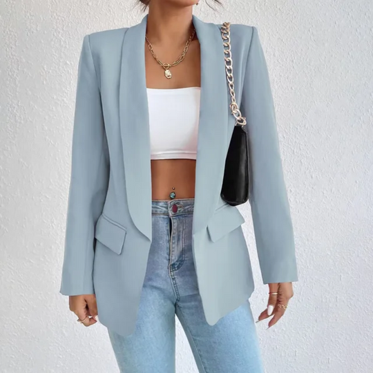 Feliora - Dames Open-Front Blazer, Lange Mouw, Getailleerde Pasvorm, Casual Chic