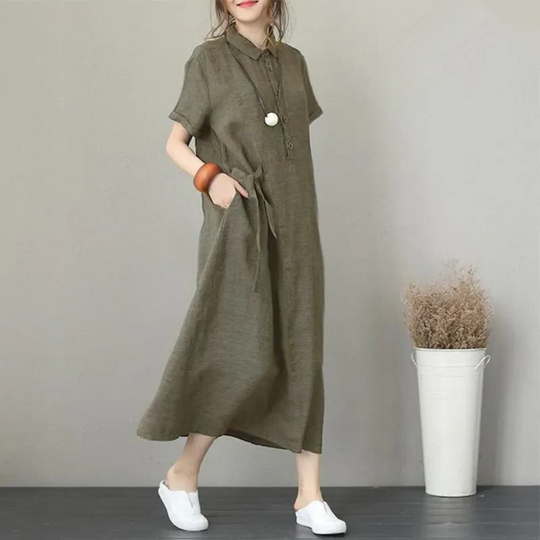 MODA - Groene Linnen Jurk