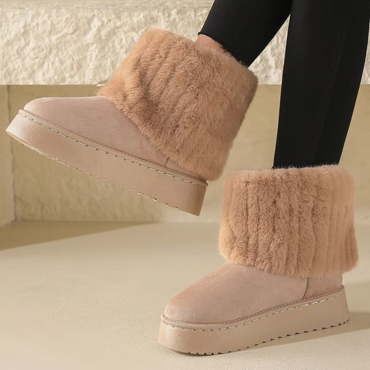 Moda Dames Gevoerde Laarzen, Enkelhoogte, Warme Nepbont Look