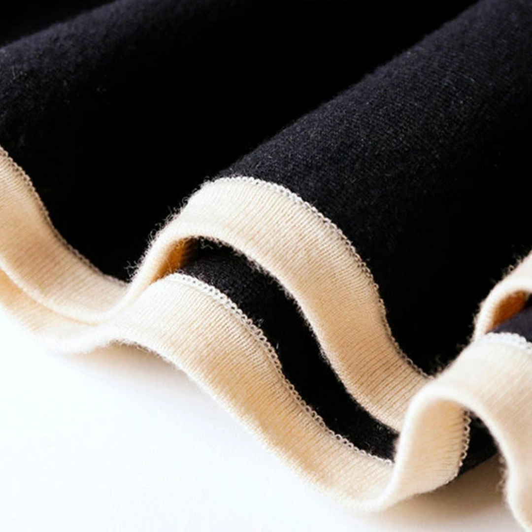 Fijndraa - Elegante Gebreide Jurk in Wikkelstijl met Knoopdetails, Lange Mouwen, Gebreide Dames Jurks