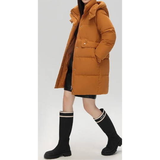 Zantora - Gewatteerde Jas Dames, Lang Puffer Model met Capuchon, Rits en Zakken