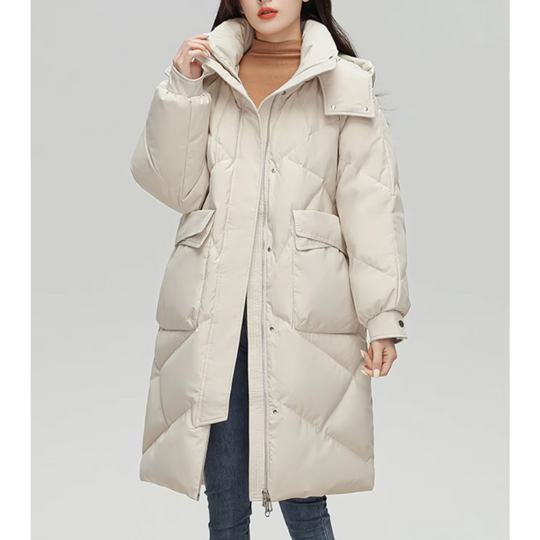 Moda Puffer Jas Dames - Lang, Met Capuchon, Gewatteerde Winterjas