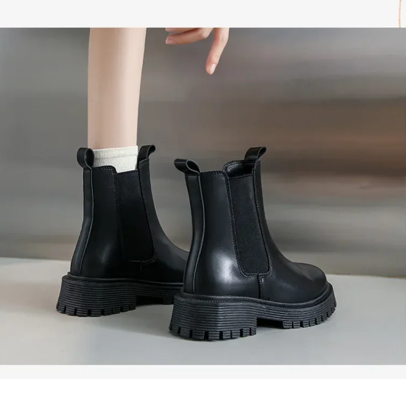 Solatia - Dames Chelsea Boots van Leer met Elastische Zijkanten