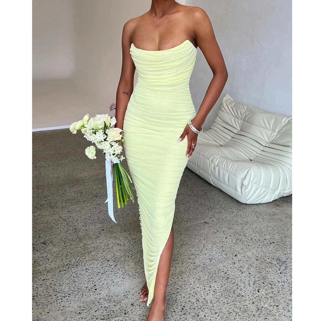 MODA - Strapless maxi jurk