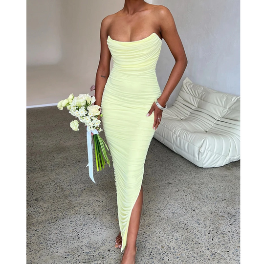 MODA - Strapless maxi jurk
