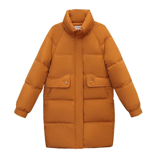 Zantora - Gewatteerde Jas Dames, Lang Puffer Model met Capuchon, Rits en Zakken