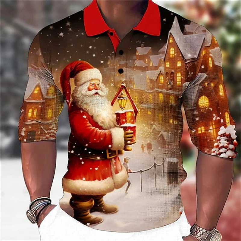 Kerstix - Kersttrui met Kerstman, Sterren en Maan Design – Feestelijke Lange Mouwen Trui