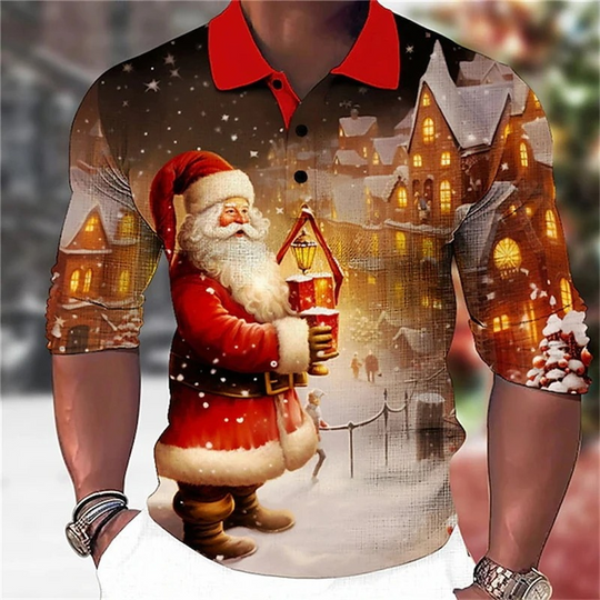Kerstix - Kersttrui met Kerstman, Sterren en Maan Design – Feestelijke Lange Mouwen Trui