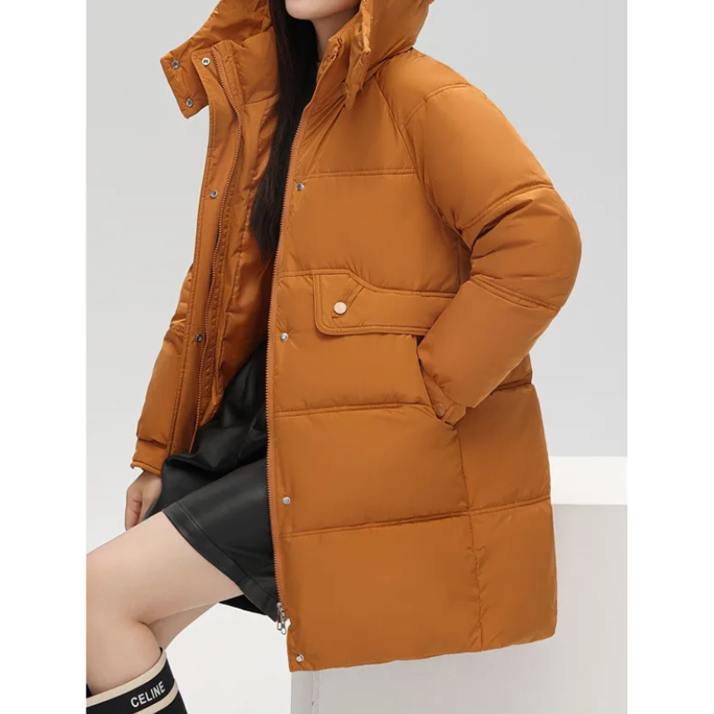 Zantora - Gewatteerde Jas Dames, Lang Puffer Model met Capuchon, Rits en Zakken