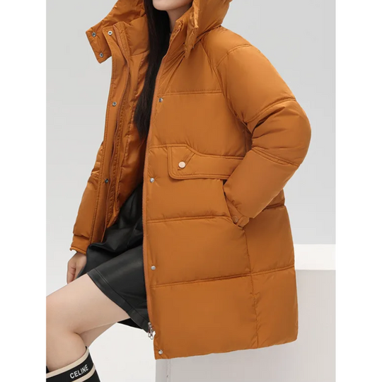 Zantora - Gewatteerde Jas Dames, Lang Puffer Model met Capuchon, Rits en Zakken