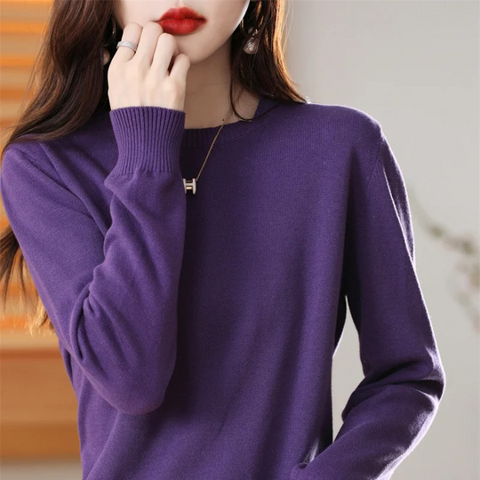 Moda Cashmere Trui Dames – Klassieke Ronde Hals, Zacht & Ademend