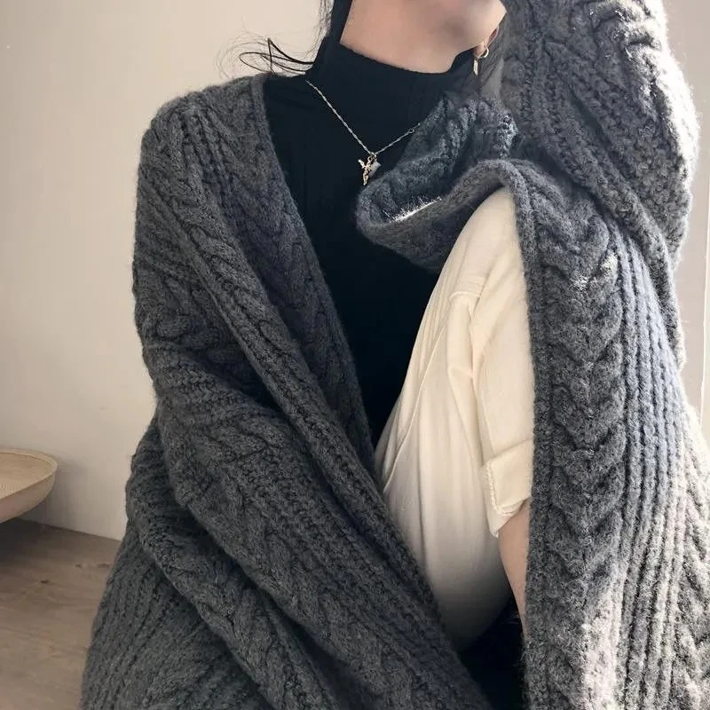 Moda Lange Vesten Dames - Grof Kabel Gebreid Vest, Open Voorkant