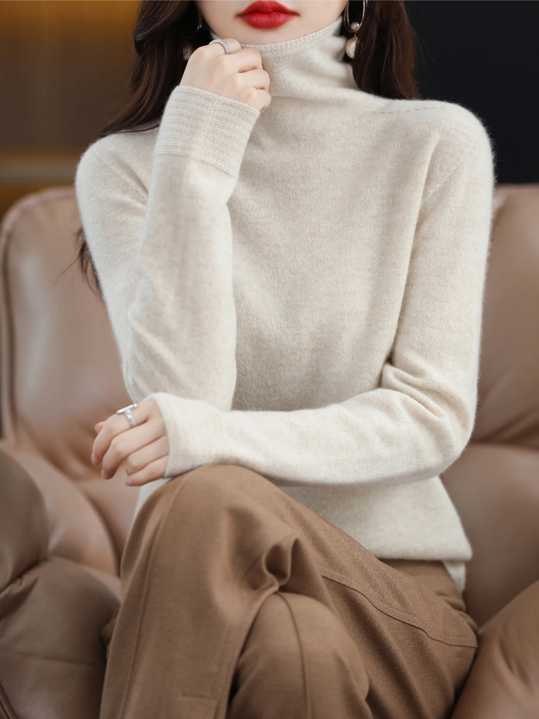 Moda Cashmere Trui Dames – Coltrui Zachte en Comfortabele Gebreide Trui