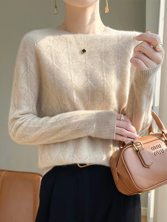 Moda Cashmere Trui Dames – Gebreid Patroon, Zacht & Stijlvol Design