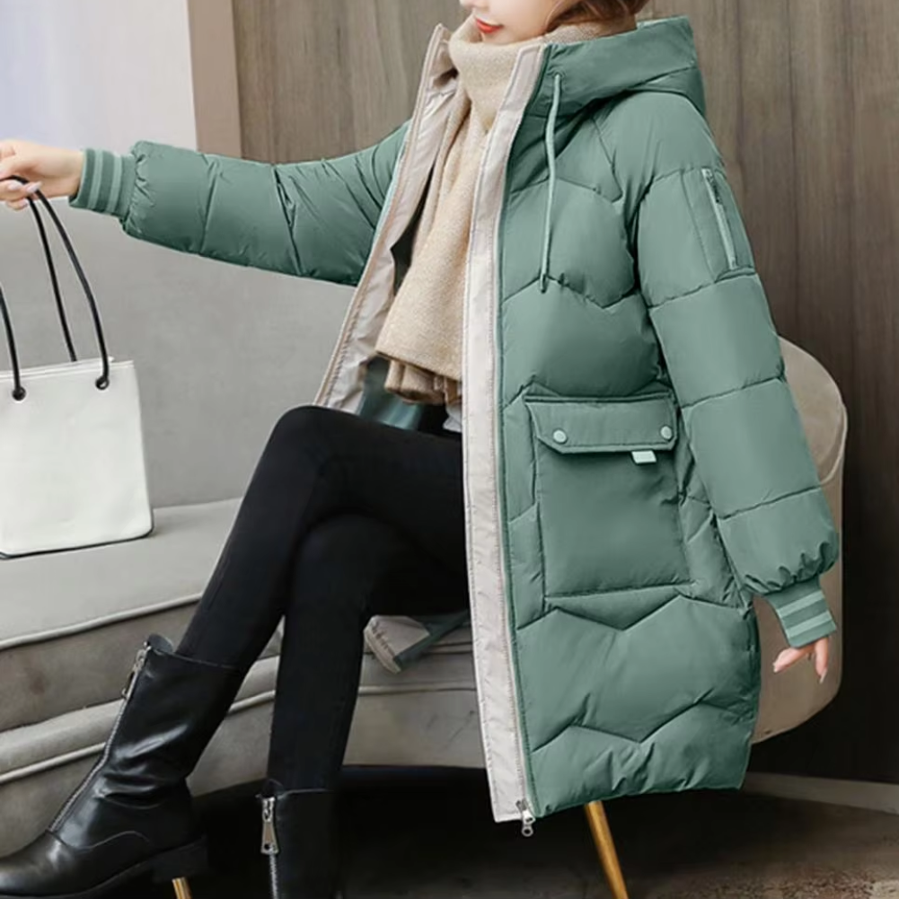 Moda Lange Winterjas Dames - Gewatteerd Met Capuchon En Praktische Zakken