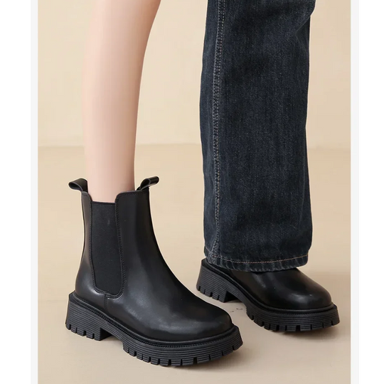 Solatia - Dames Chelsea Boots van Leer met Elastische Zijkanten