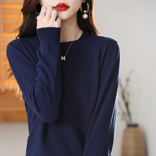 Moda Cashmere Trui Dames – Klassieke Ronde Hals, Zacht & Ademend