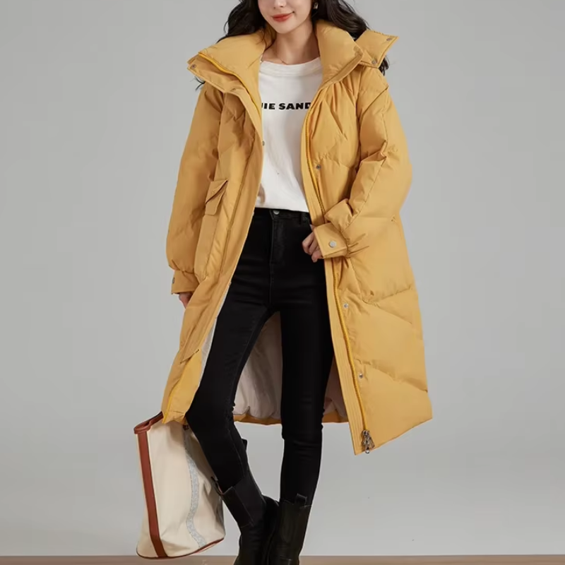 Moda Puffer Jas Dames - Lang, Met Capuchon, Gewatteerde Winterjas