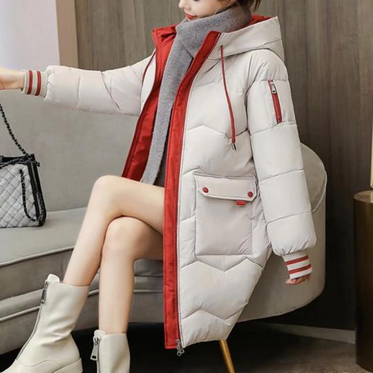 Moda Lange Winterjas Dames - Gewatteerd Met Capuchon En Praktische Zakken
