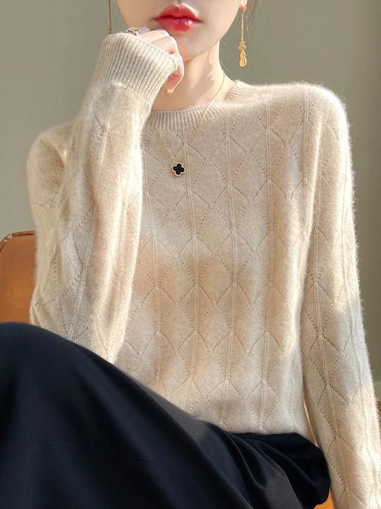 Moda Cashmere Trui Dames – Gebreid Patroon, Zacht & Stijlvol Design