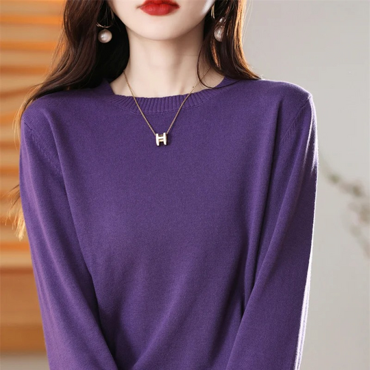 Moda Cashmere Trui Dames – Klassieke Ronde Hals, Zacht & Ademend