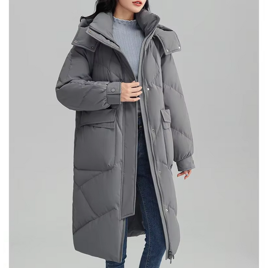 Moda Puffer Jas Dames - Lang, Met Capuchon, Gewatteerde Winterjas
