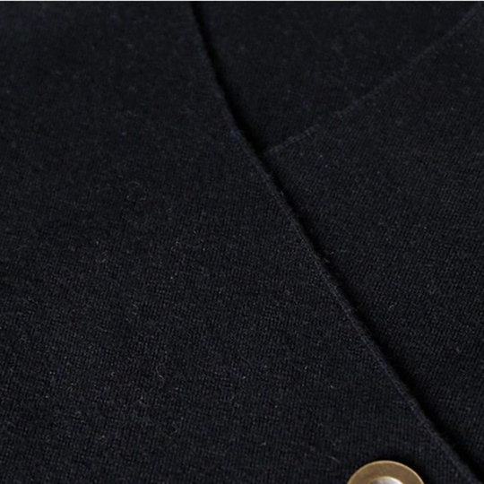 Fijndraa - Elegante Gebreide Jurk in Wikkelstijl met Knoopdetails, Lange Mouwen, Gebreide Dames Jurks