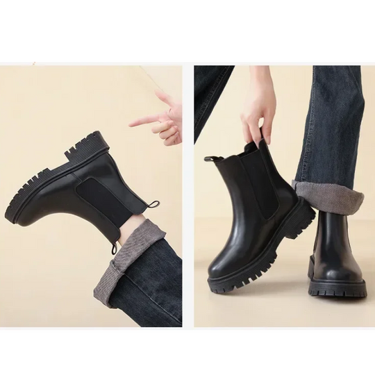 Solatia - Dames Chelsea Boots van Leer met Elastische Zijkanten