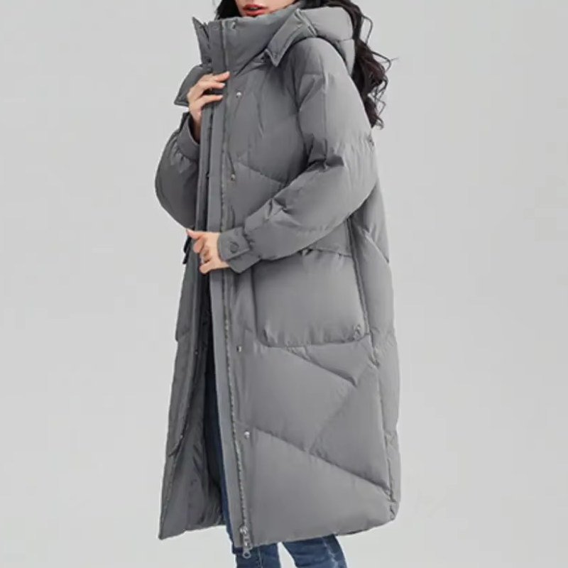 Moda Puffer Jas Dames - Lang, Met Capuchon, Gewatteerde Winterjas
