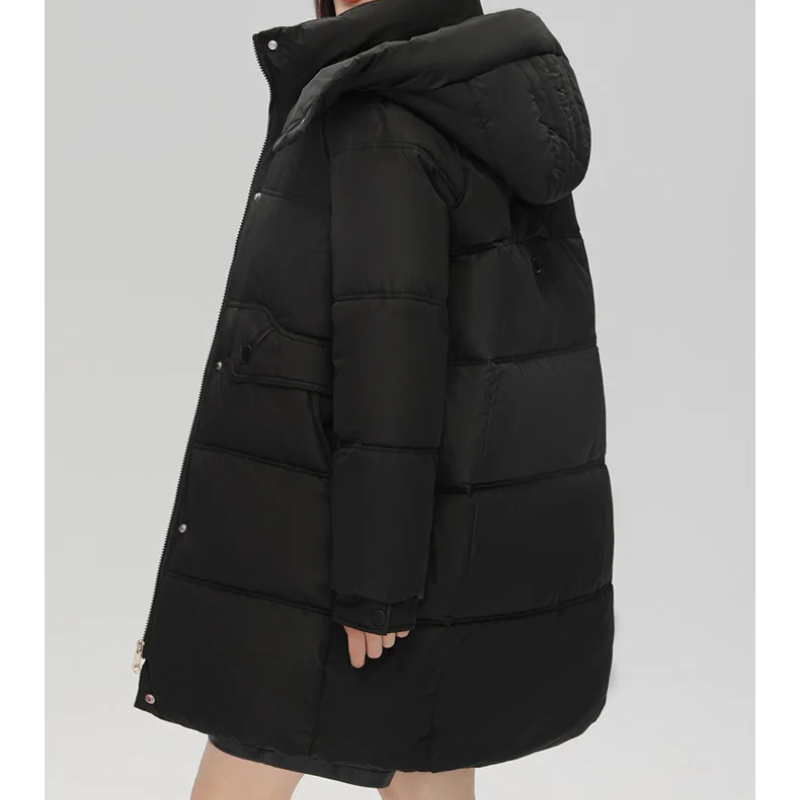 Zantora - Gewatteerde Jas Dames, Lang Puffer Model met Capuchon, Rits en Zakken