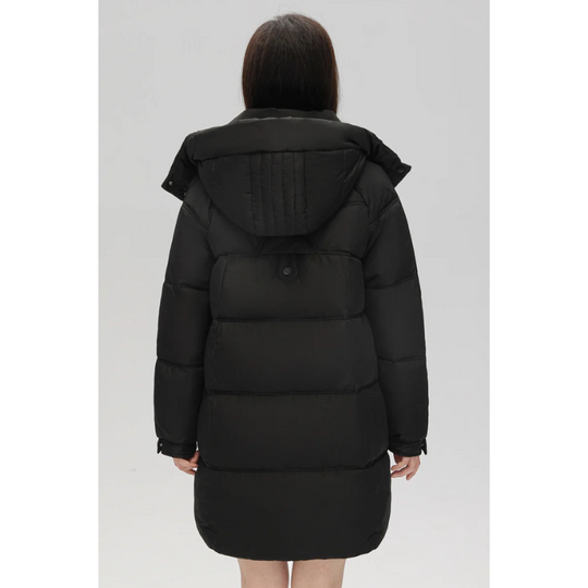 Zantora - Gewatteerde Jas Dames, Lang Puffer Model met Capuchon, Rits en Zakken