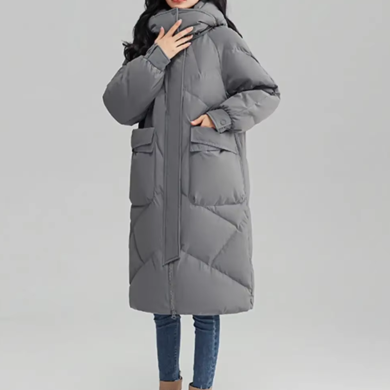 Moda Puffer Jas Dames - Lang, Met Capuchon, Gewatteerde Winterjas