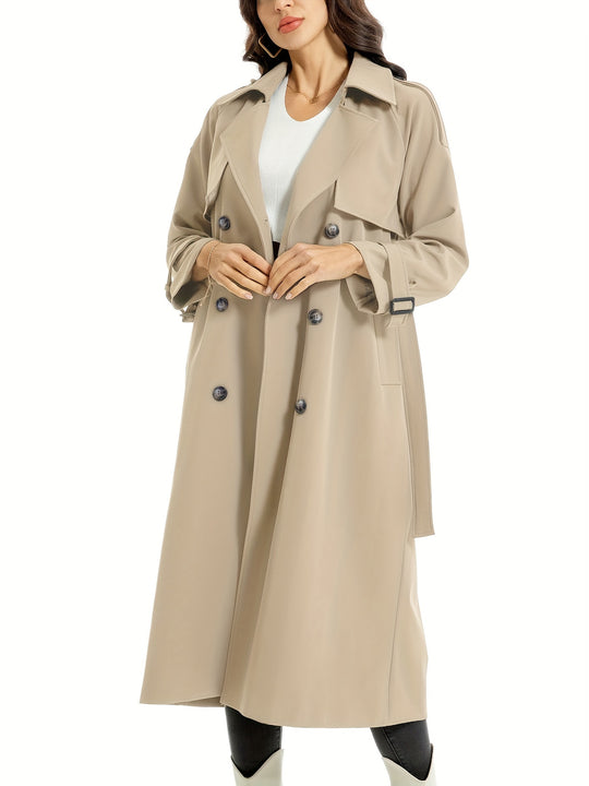 Coativa - Dames Lange Dubbelrijige Trenchcoat