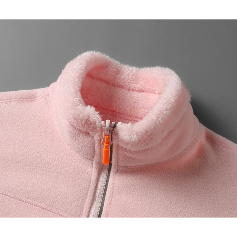 Moda Fleece Vesten Dames met Hoge Kraag en Rits, Warm Gevoerd Ontwerp