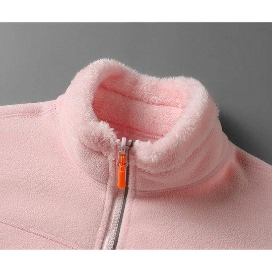 Moda Fleece Vesten Dames met Hoge Kraag en Rits, Warm Gevoerd Ontwerp