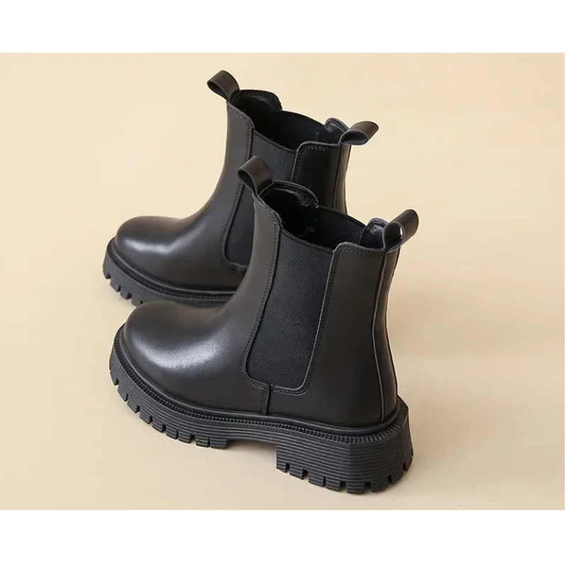Solatia - Dames Chelsea Boots van Leer met Elastische Zijkanten