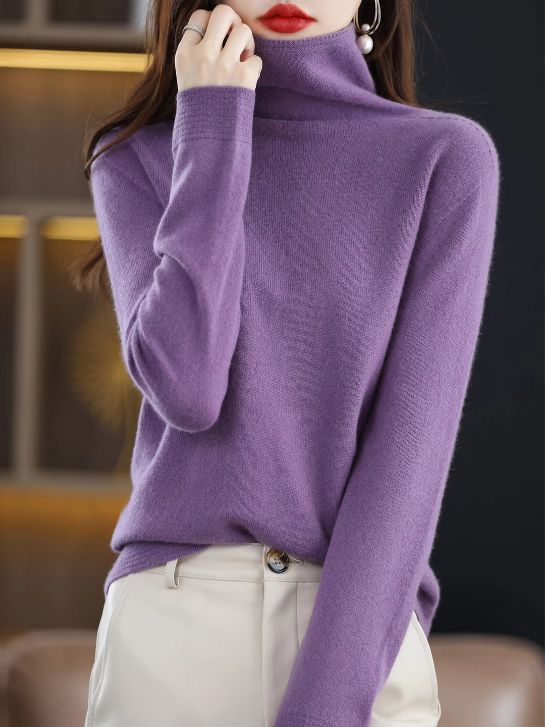Moda Cashmere Trui Dames – Coltrui Zachte en Comfortabele Gebreide Trui