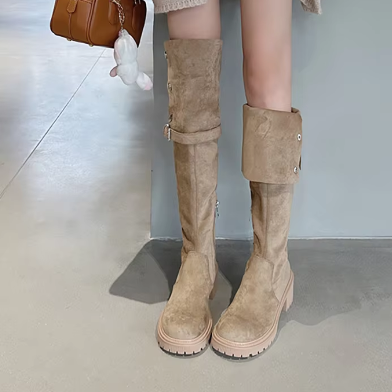 Moda Hoge Laarzen – Dameslaarzen met Gesp en Decoratieve Knopen