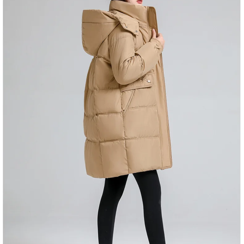 Zantora - Gewatteerde Jas Dames, Lang Puffer Model met Capuchon, Rits en Zakken