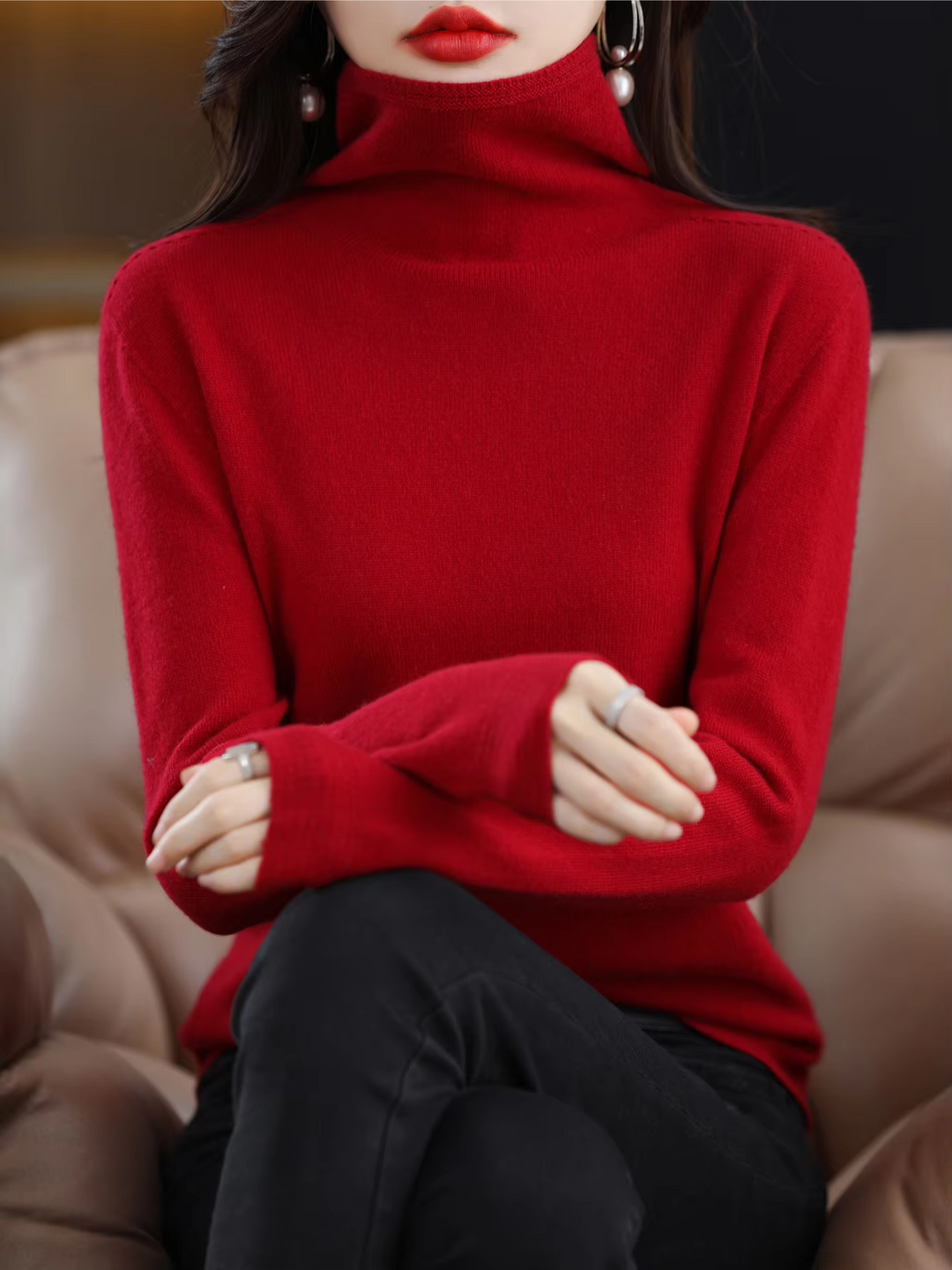 Moda Cashmere Trui Dames – Coltrui Zachte en Comfortabele Gebreide Trui